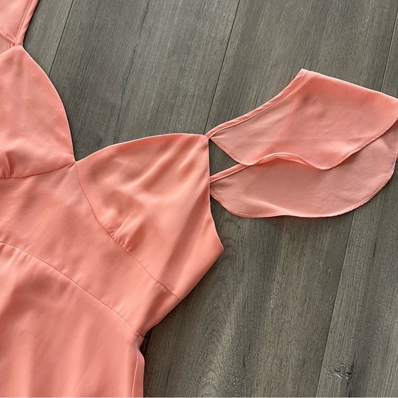 Revolve By the Way Peach Flutter Sleeve Dress - Picture 3 of 7